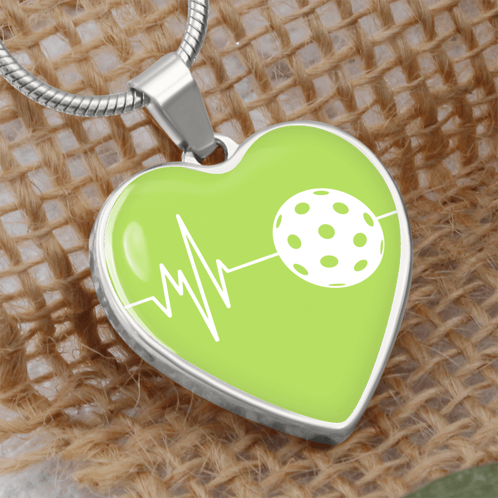 The Pickleball Heartbeat Pendant - Personalizable With Engraving Option - Green