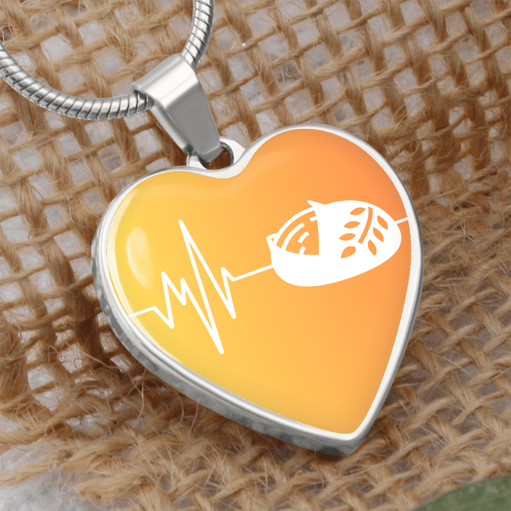 The Sourdough Heartbeat Pendant - Personalizable With Engraving Option - Yellow Orange Fade