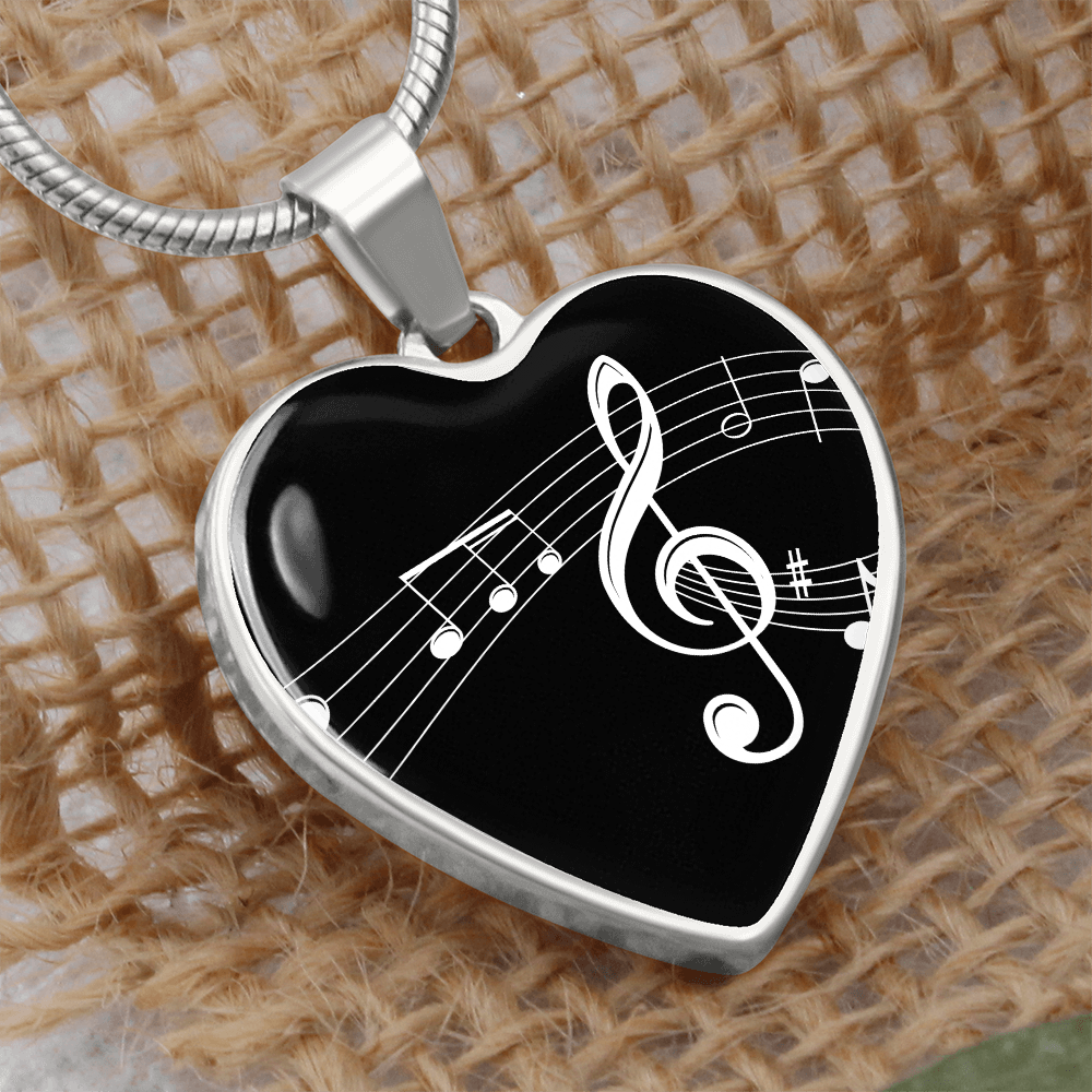 The Music Notes Pendant - Personalizable With Engraving Option - Black