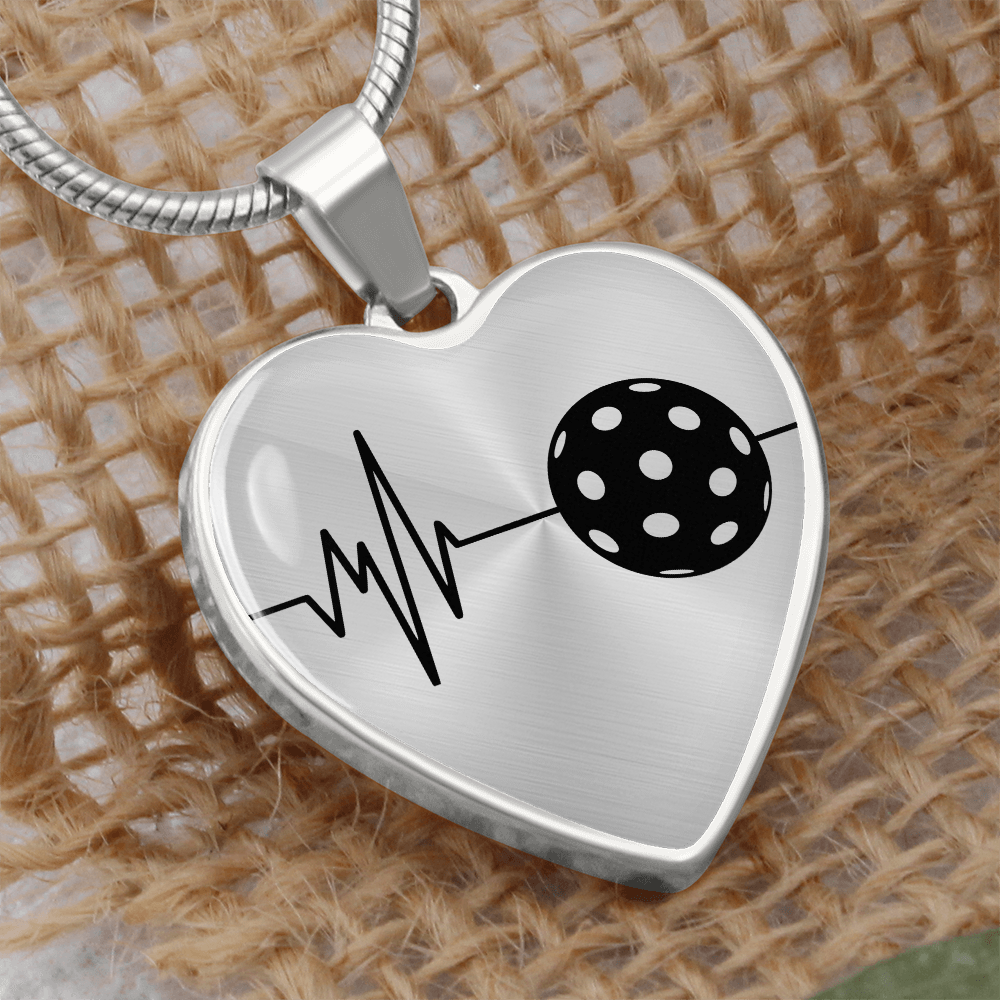 The Pickleball Heartbeat Pendant - Personalizable With Engraving Option - Silver or Gold