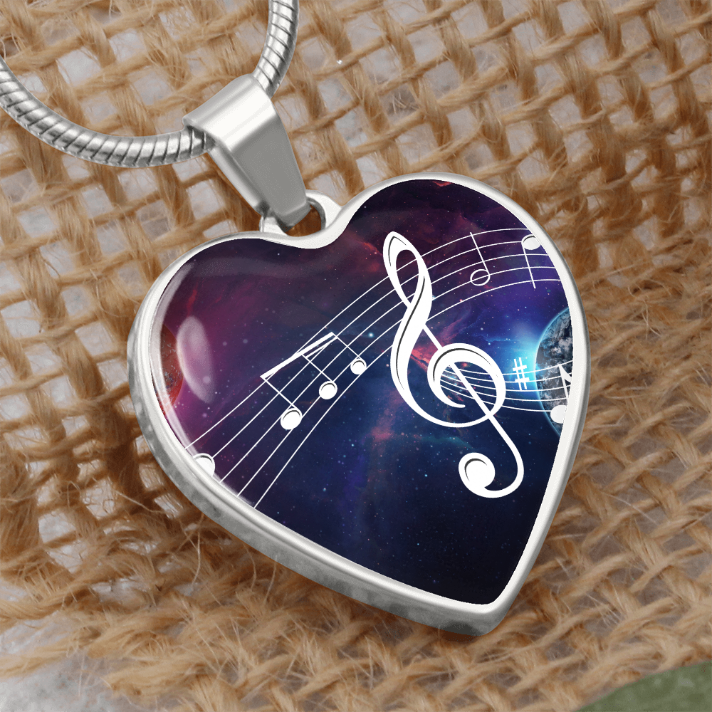 The Music Notes Pendant - Personalizable With Engraving Option - Celestial Night Sky