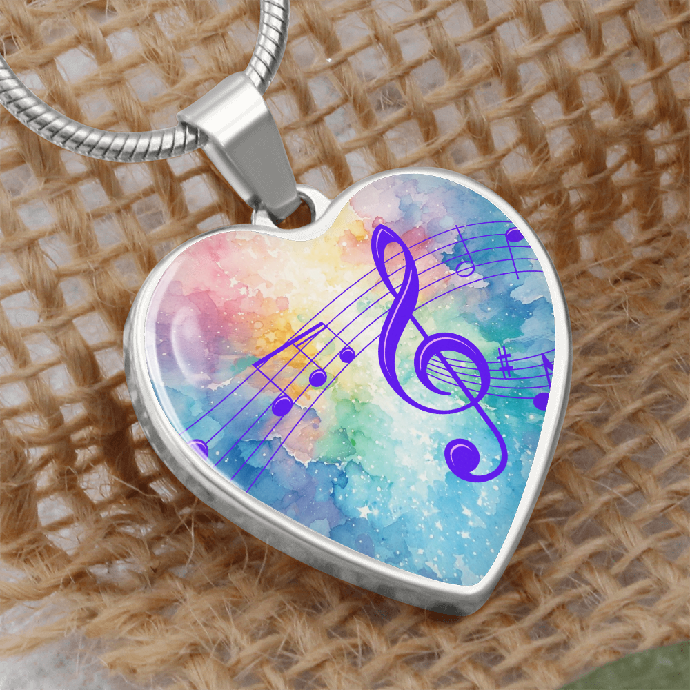 The Music Notes Pendant - Personalizable With Engraving Option - Rainbow Pastel