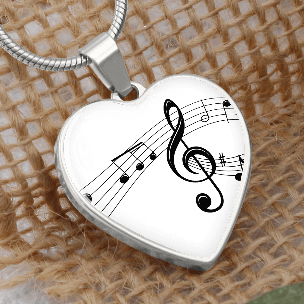 The Music Notes Pendant - Personalizable With Engraving Option - White