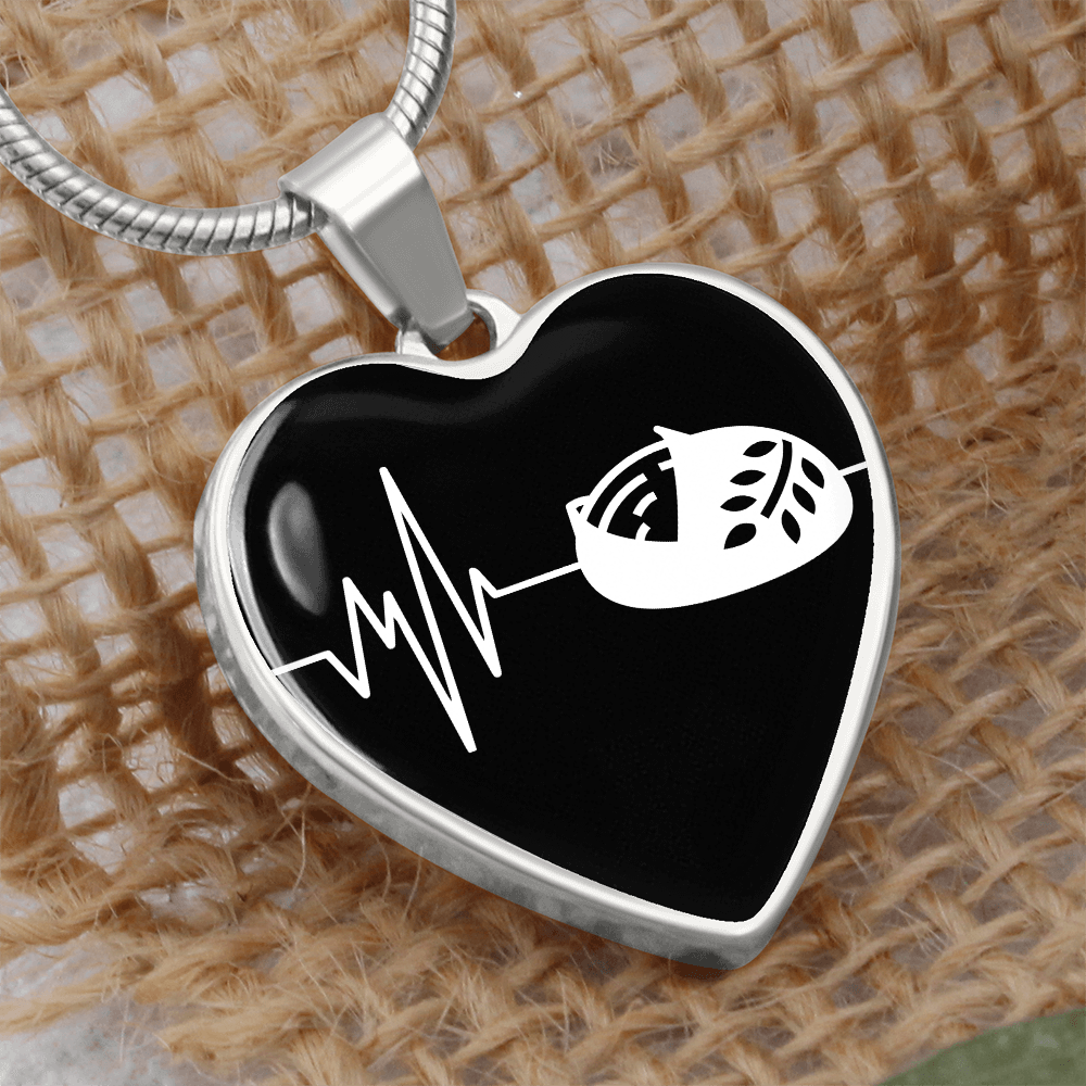 The Sourdough Heartbeat Pendant - Personalizable With Engraving Option - Black
