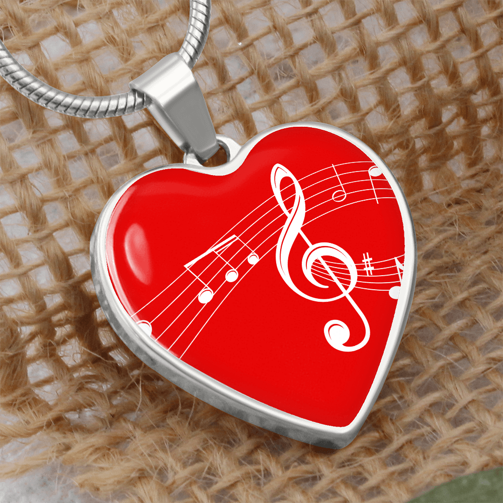 The Music Notes Pendant - Personalizable With Engraving Option - Red