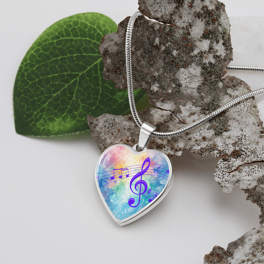The Music Notes Pendant - Personalizable With Engraving Option - Rainbow Pastel