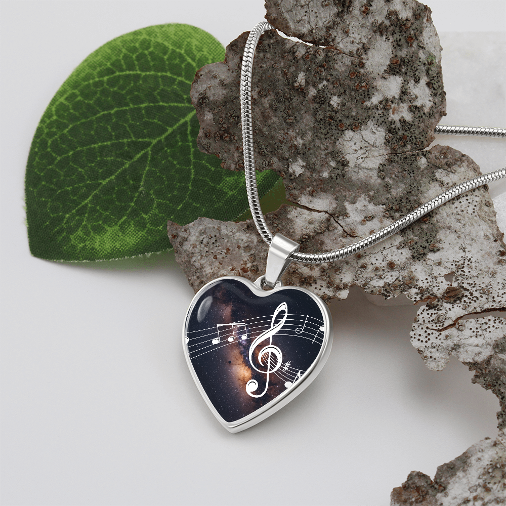 The Music Notes Pendant - Personalizable With Engraving Option - Dark Night Galaxy