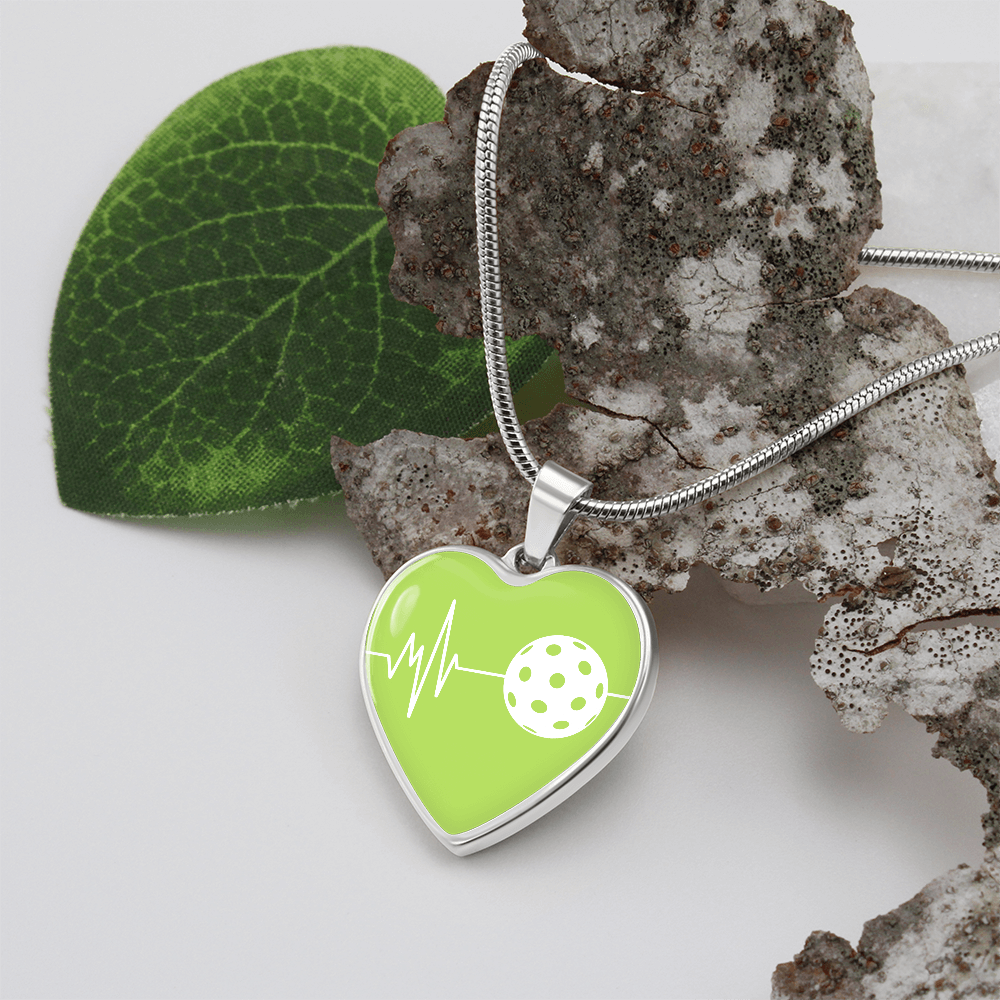 The Pickleball Heartbeat Pendant - Personalizable With Engraving Option - Green