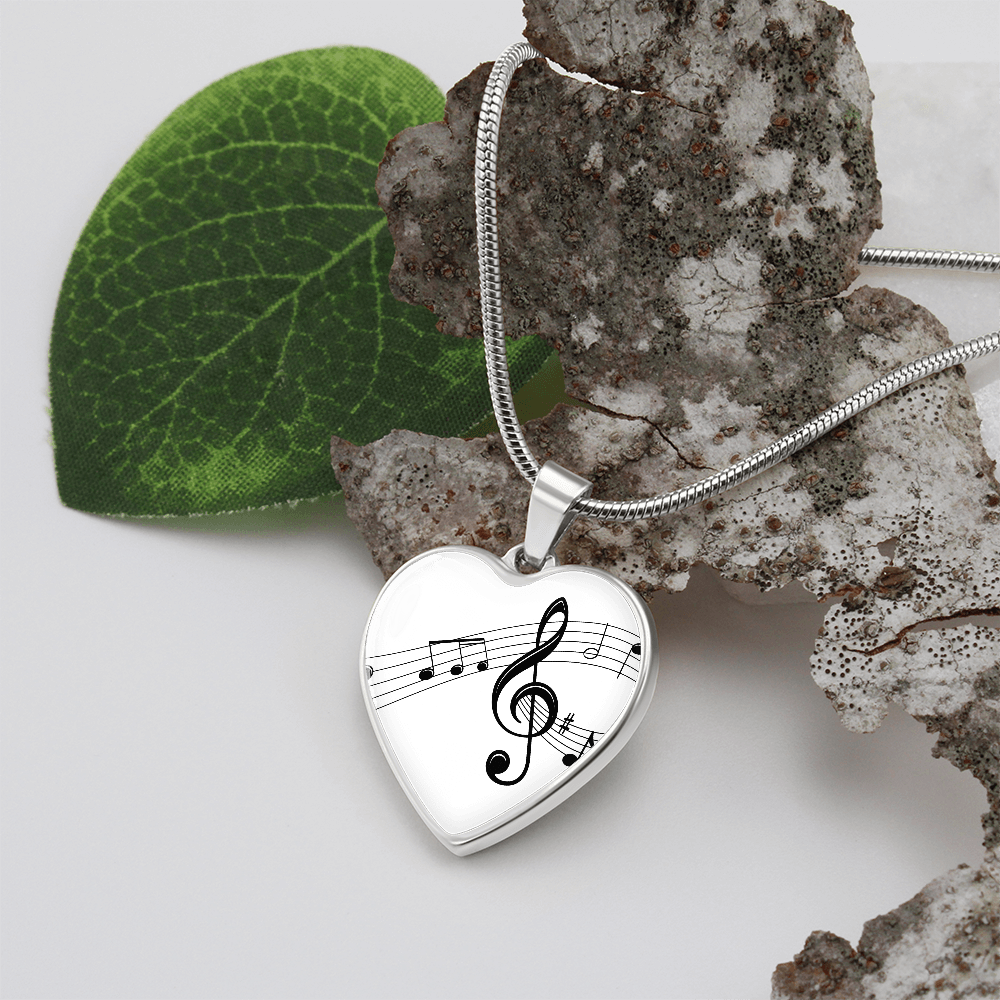 The Music Notes Pendant - Personalizable With Engraving Option - White