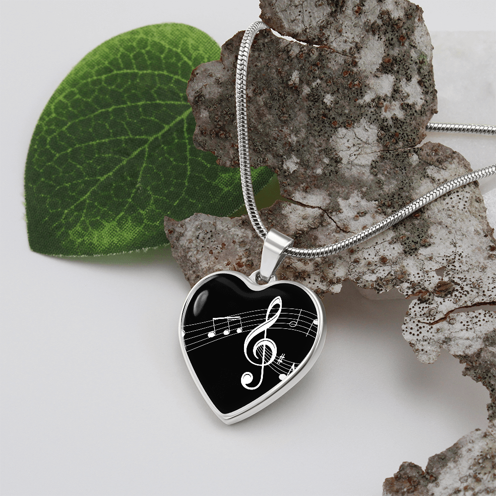 The Music Notes Pendant - Personalizable With Engraving Option - Black