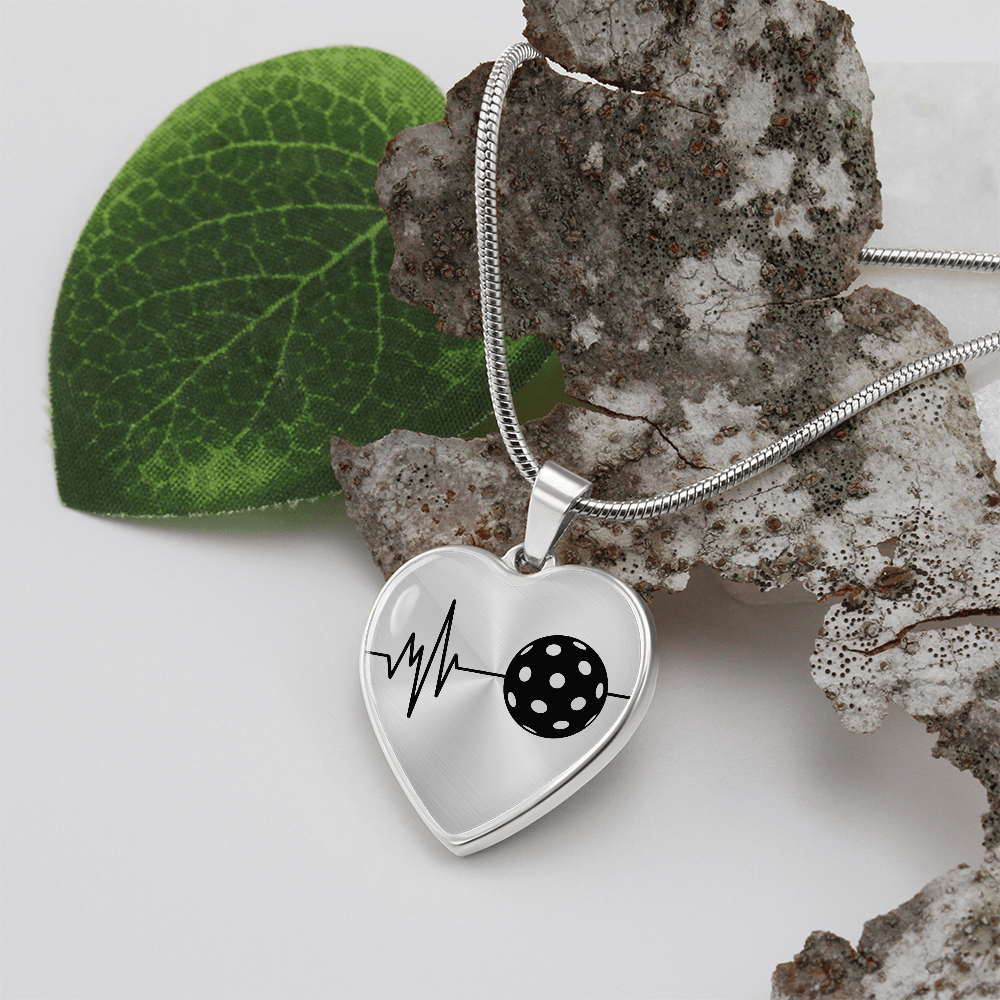 The Pickleball Heartbeat Pendant - Personalizable With Engraving Option - Silver or Gold
