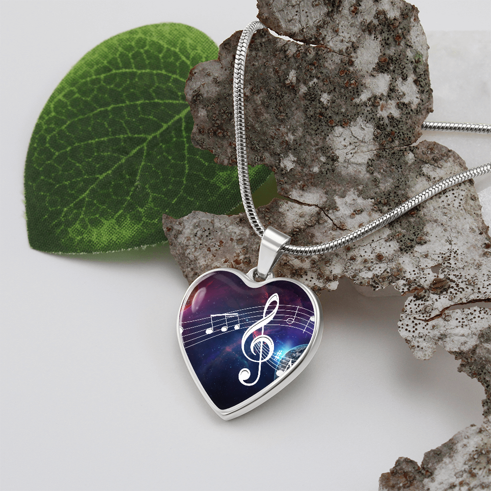 The Music Notes Pendant - Personalizable With Engraving Option - Celestial Night Sky