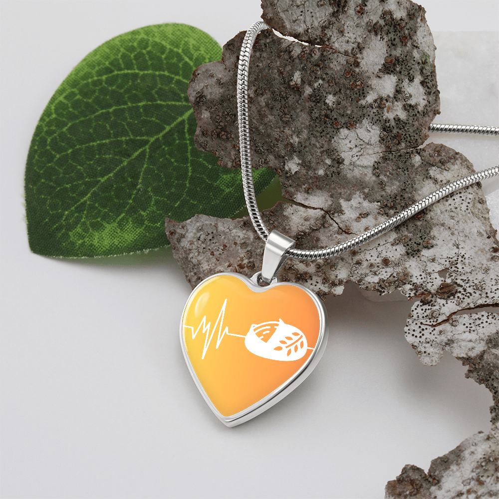 The Sourdough Heartbeat Pendant - Personalizable With Engraving Option - Yellow Orange Fade