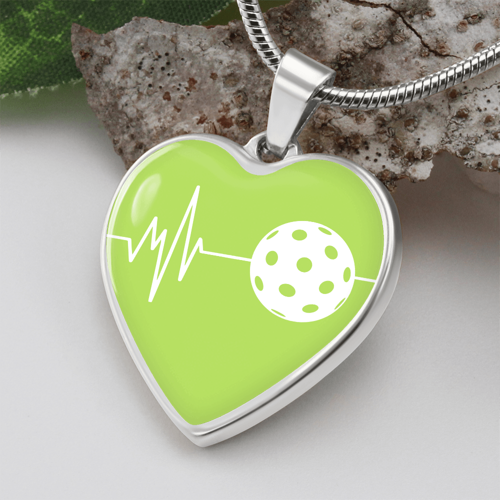 The Pickleball Heartbeat Pendant - Personalizable With Engraving Option - Green