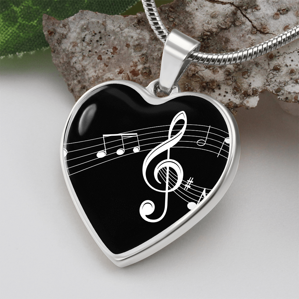 The Music Notes Pendant - Personalizable With Engraving Option - Black