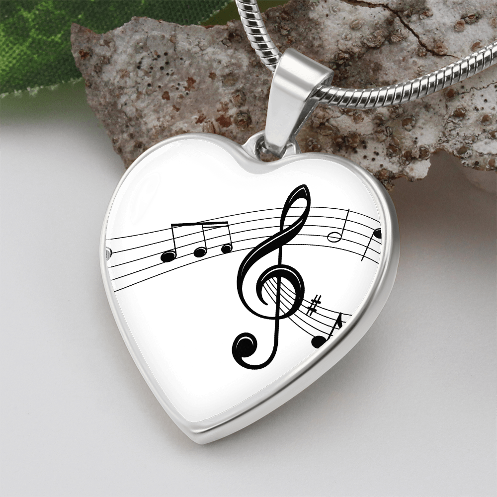 The Music Notes Pendant - Personalizable With Engraving Option - White