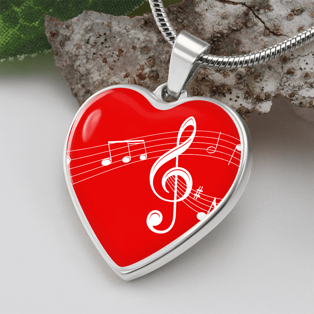 The Music Notes Pendant - Personalizable With Engraving Option - Red