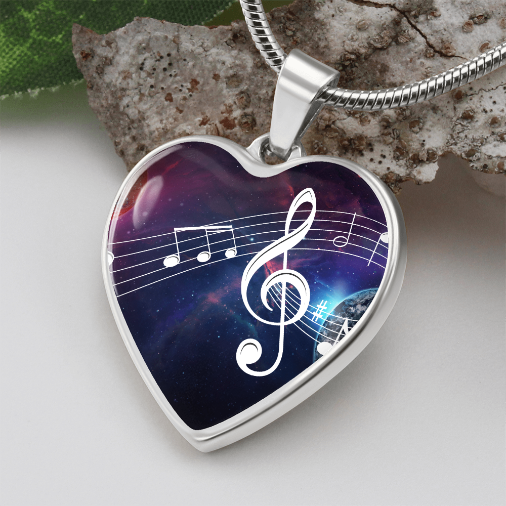 The Music Notes Pendant - Personalizable With Engraving Option - Celestial Night Sky