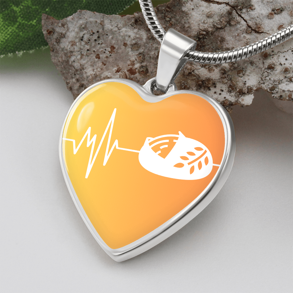 The Sourdough Heartbeat Pendant - Personalizable With Engraving Option - Yellow Orange Fade