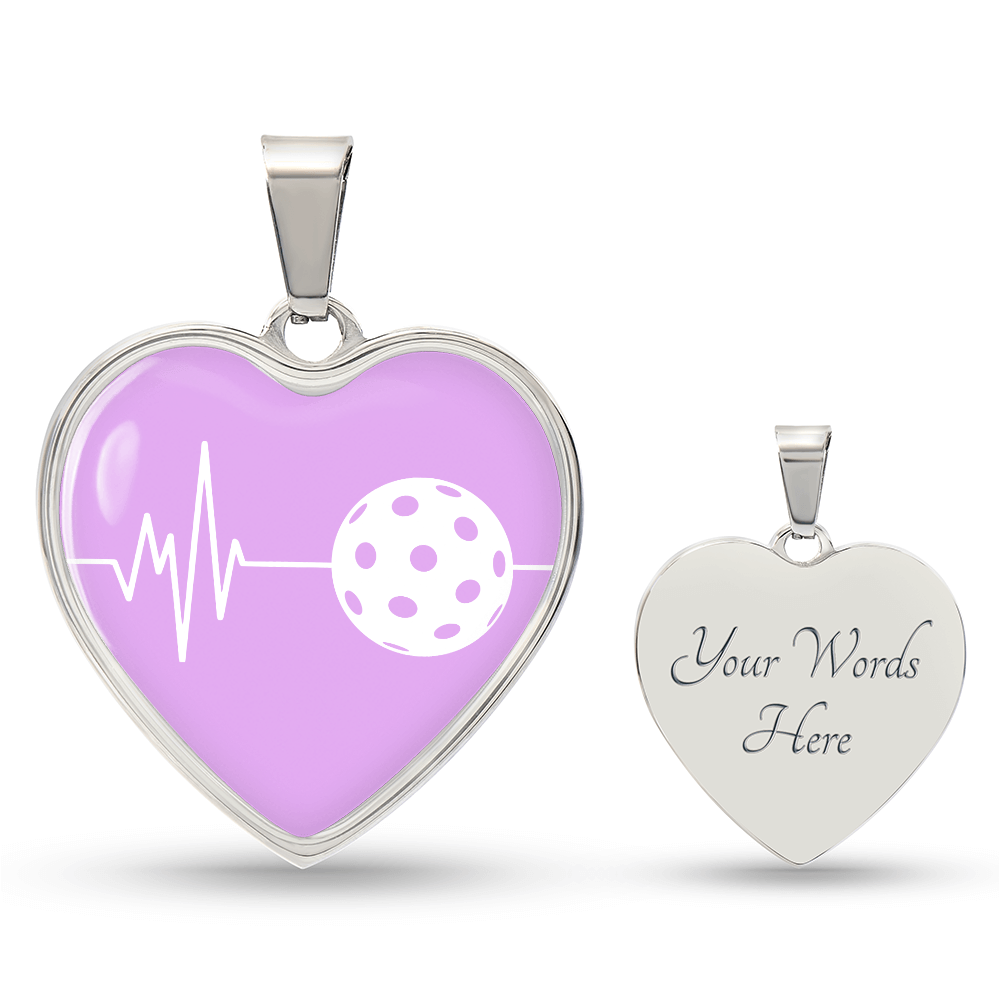 The Pickleball Heartbeat Pendant - Personalizable With Engraving Option - Purple