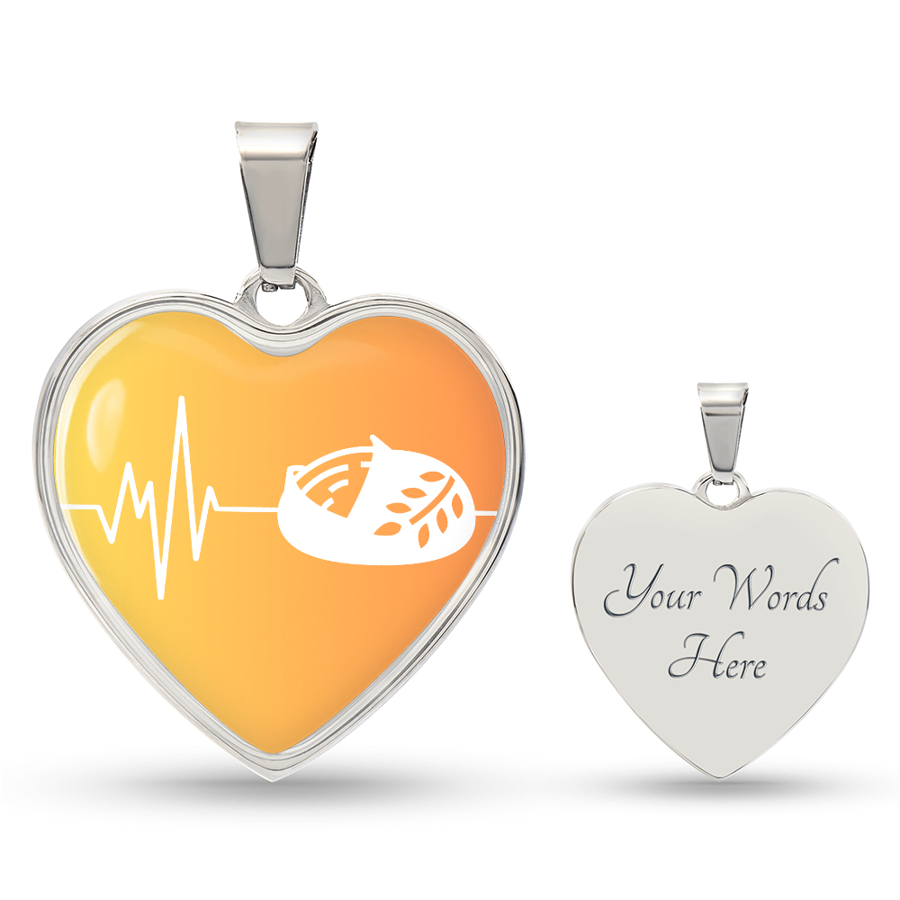 The Sourdough Heartbeat Pendant - Personalizable With Engraving Option - Yellow Orange Fade