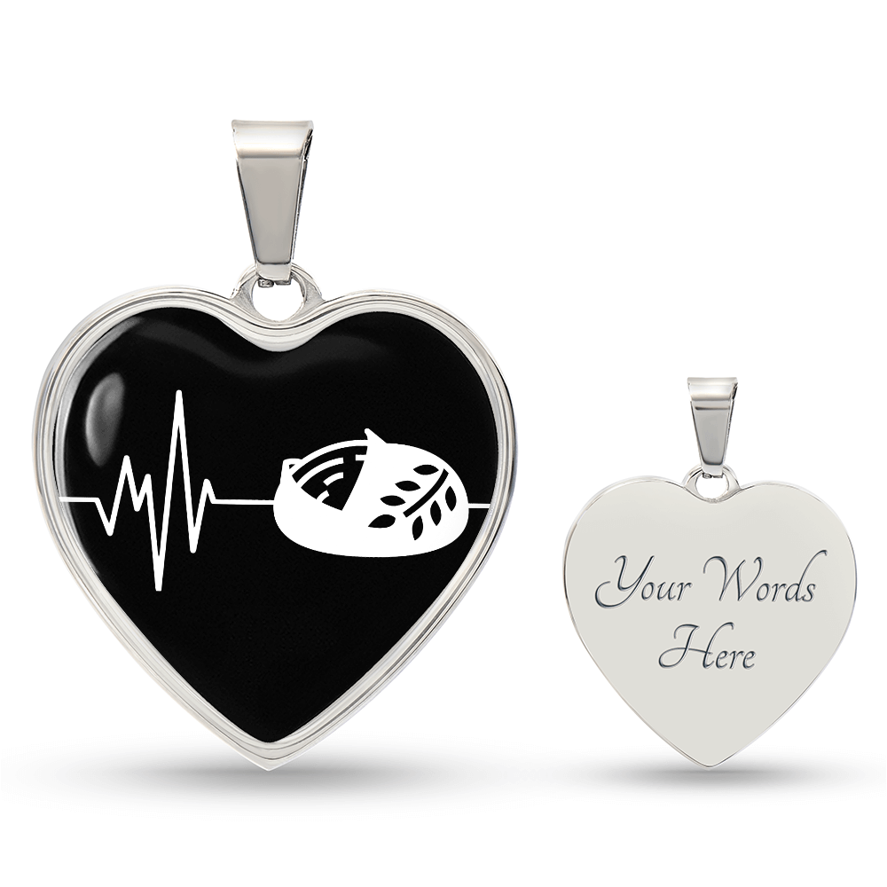 The Sourdough Heartbeat Pendant - Personalizable With Engraving Option - Black