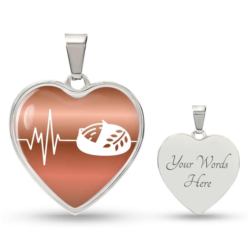 The Sourdough Heartbeat Pendant - Personalizable With Engraving Option - Dusty Gold Fade