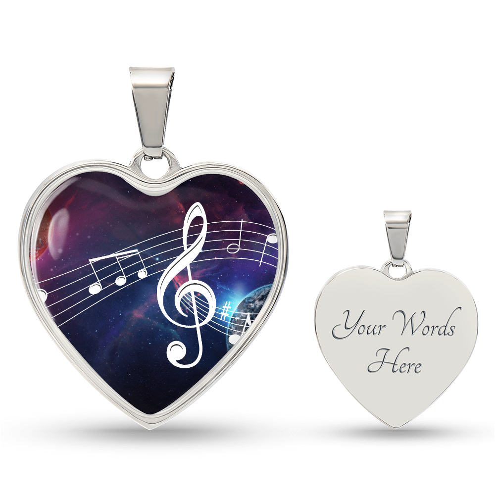The Music Notes Pendant - Personalizable With Engraving Option - Celestial Night Sky