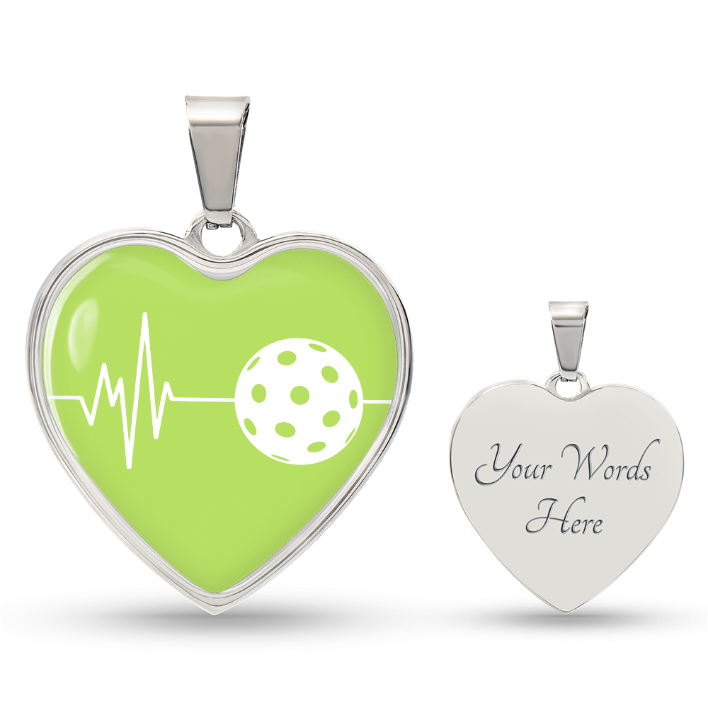 The Pickleball Heartbeat Pendant - Personalizable With Engraving Option - Green