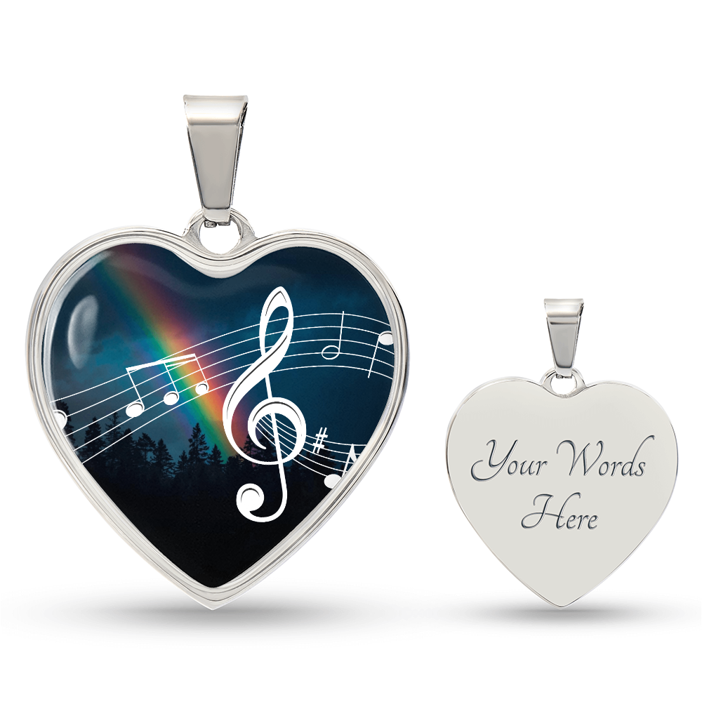The Music Notes Pendant - Personalizable With Engraving Option - Night Sky Rainbow