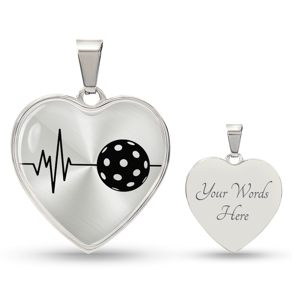The Pickleball Heartbeat Pendant - Personalizable With Engraving Option - Silver or Gold