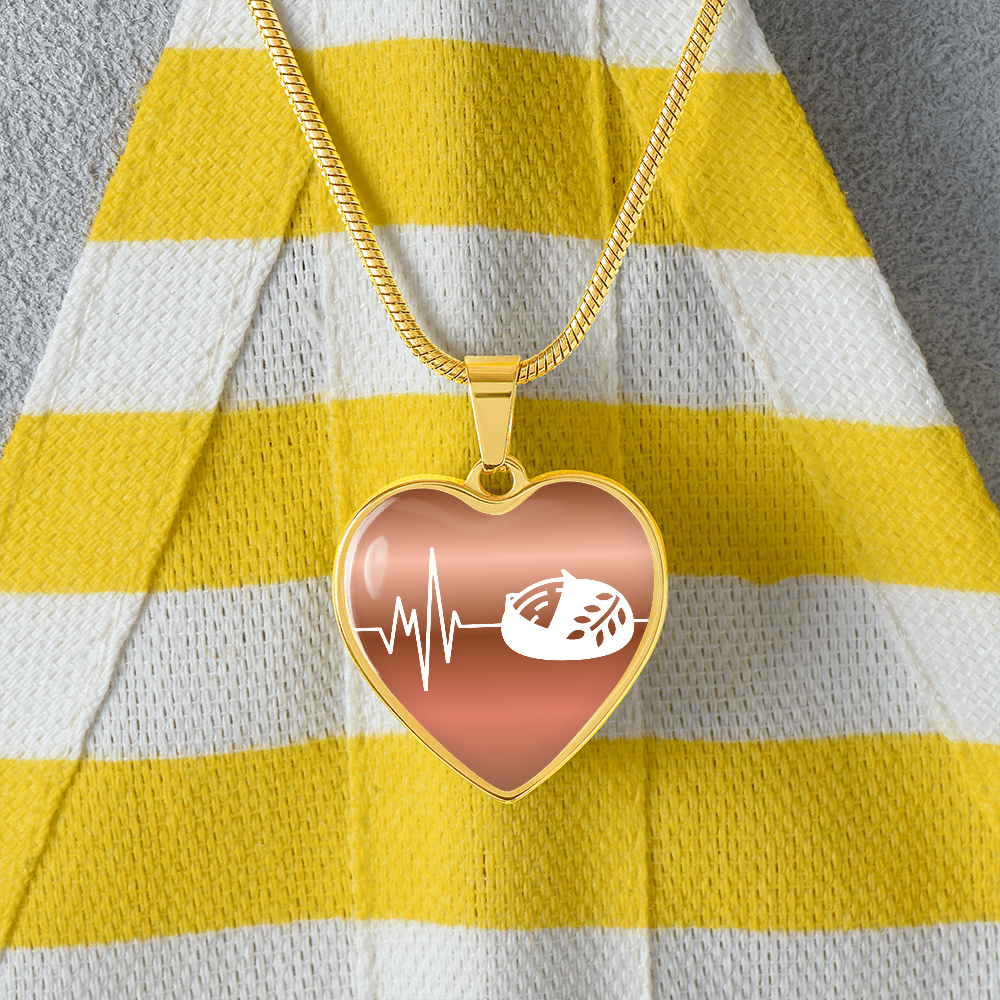 The Sourdough Heartbeat Pendant - Personalizable With Engraving Option - Dusty Gold Fade