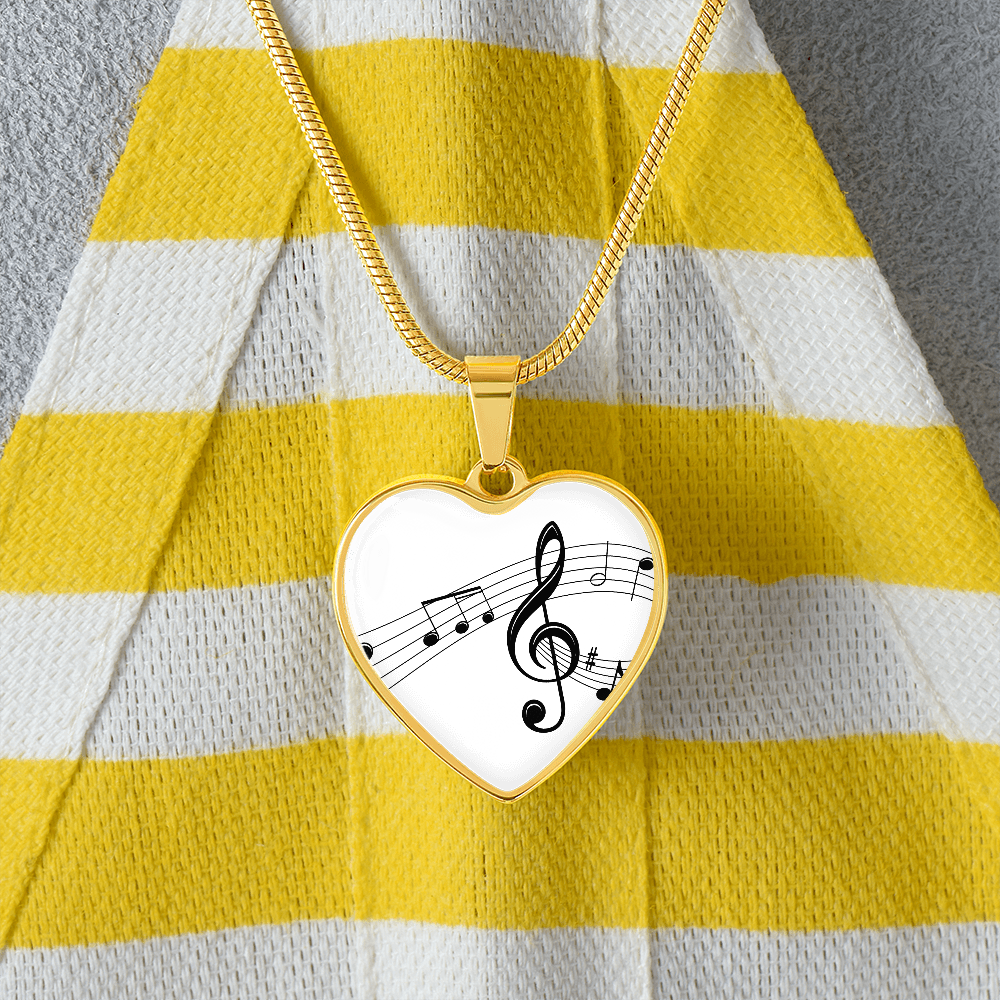 The Music Notes Pendant - Personalizable With Engraving Option - White