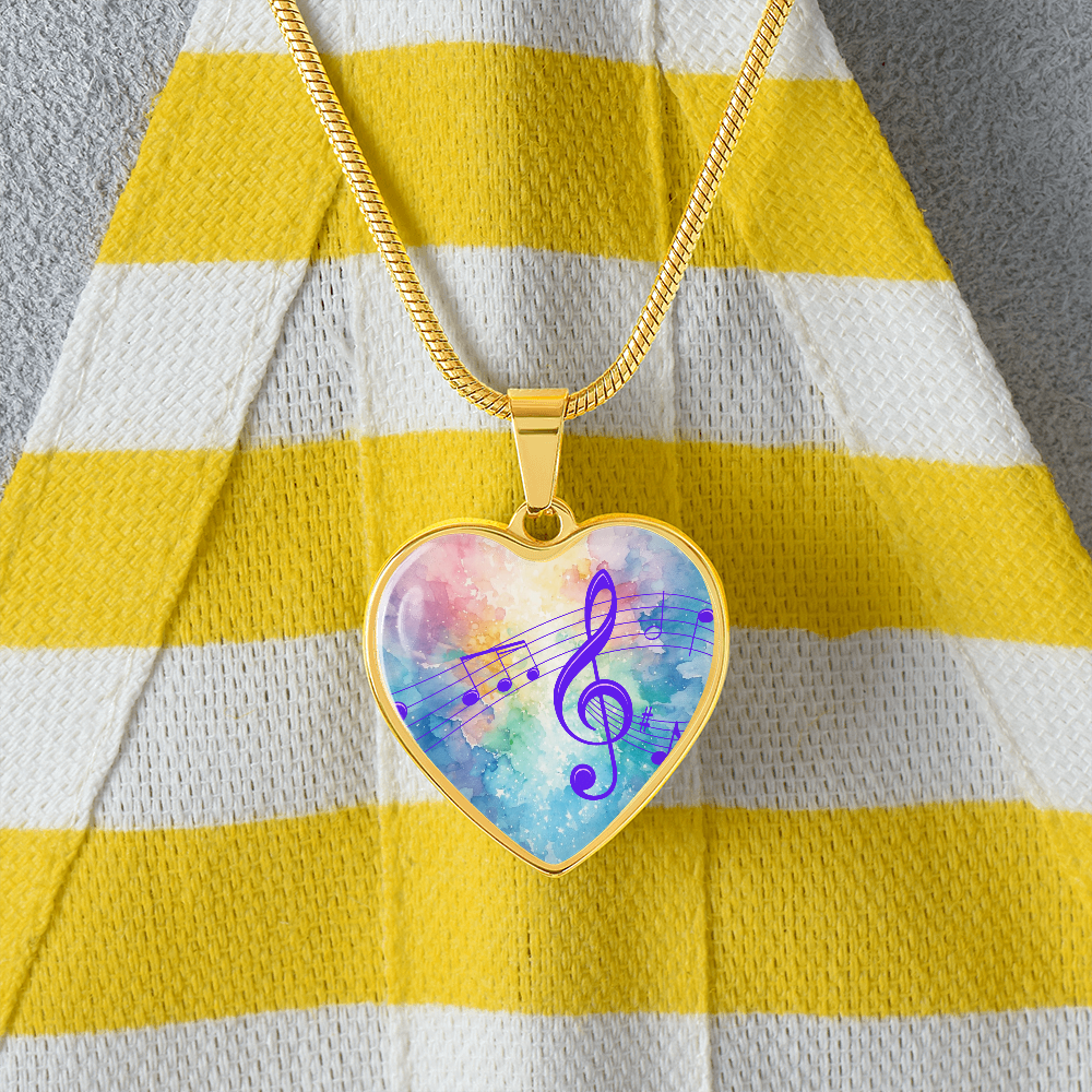 The Music Notes Pendant - Personalizable With Engraving Option - Rainbow Pastel