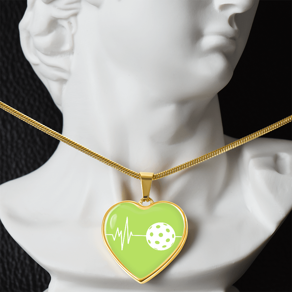The Pickleball Heartbeat Pendant - Personalizable With Engraving Option - Green