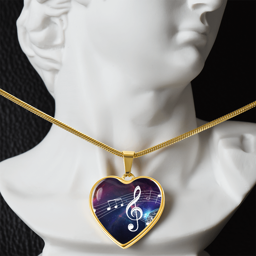 The Music Notes Pendant - Personalizable With Engraving Option - Celestial Night Sky