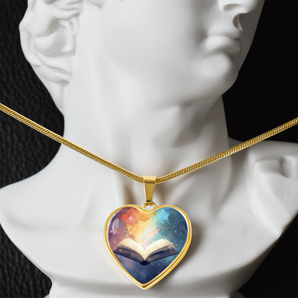 The Open Book Pendant - Personalizable With Engraving Option - Watercolor Rainbow Light