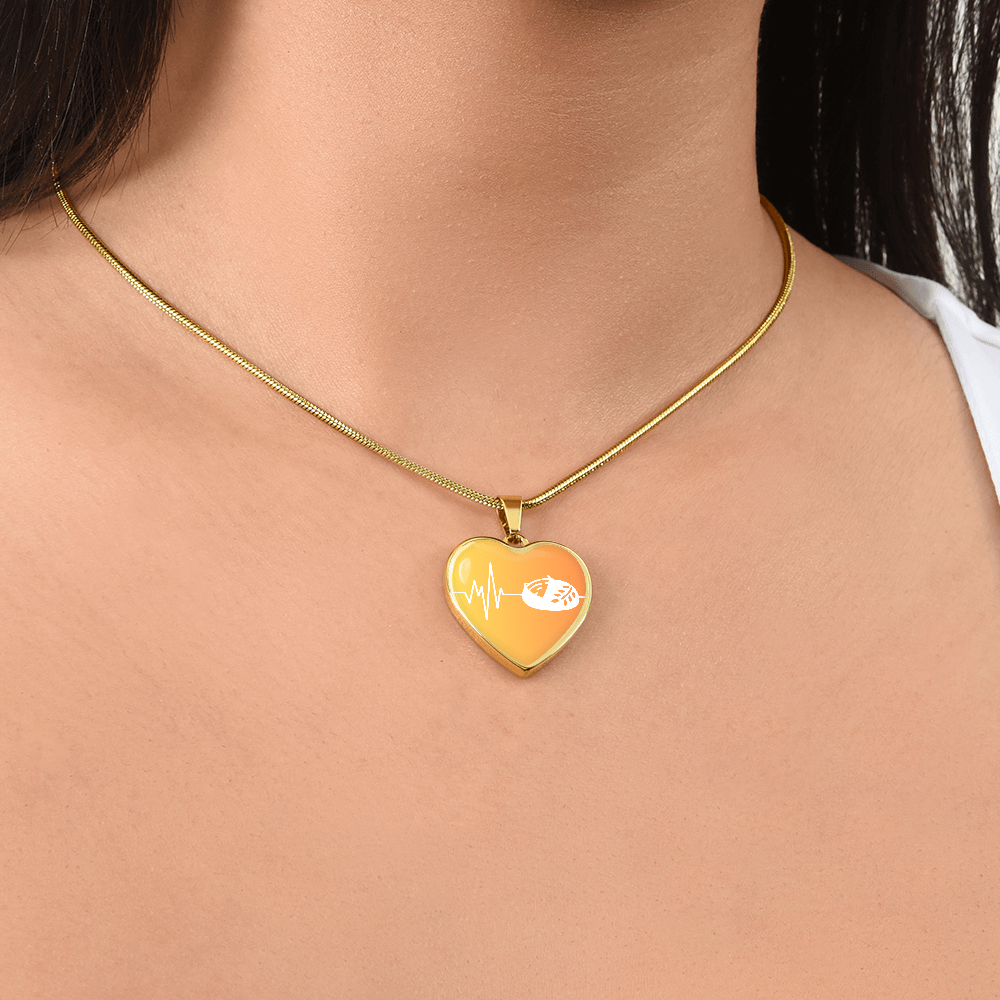 The Sourdough Heartbeat Pendant - Personalizable With Engraving Option - Yellow Orange Fade