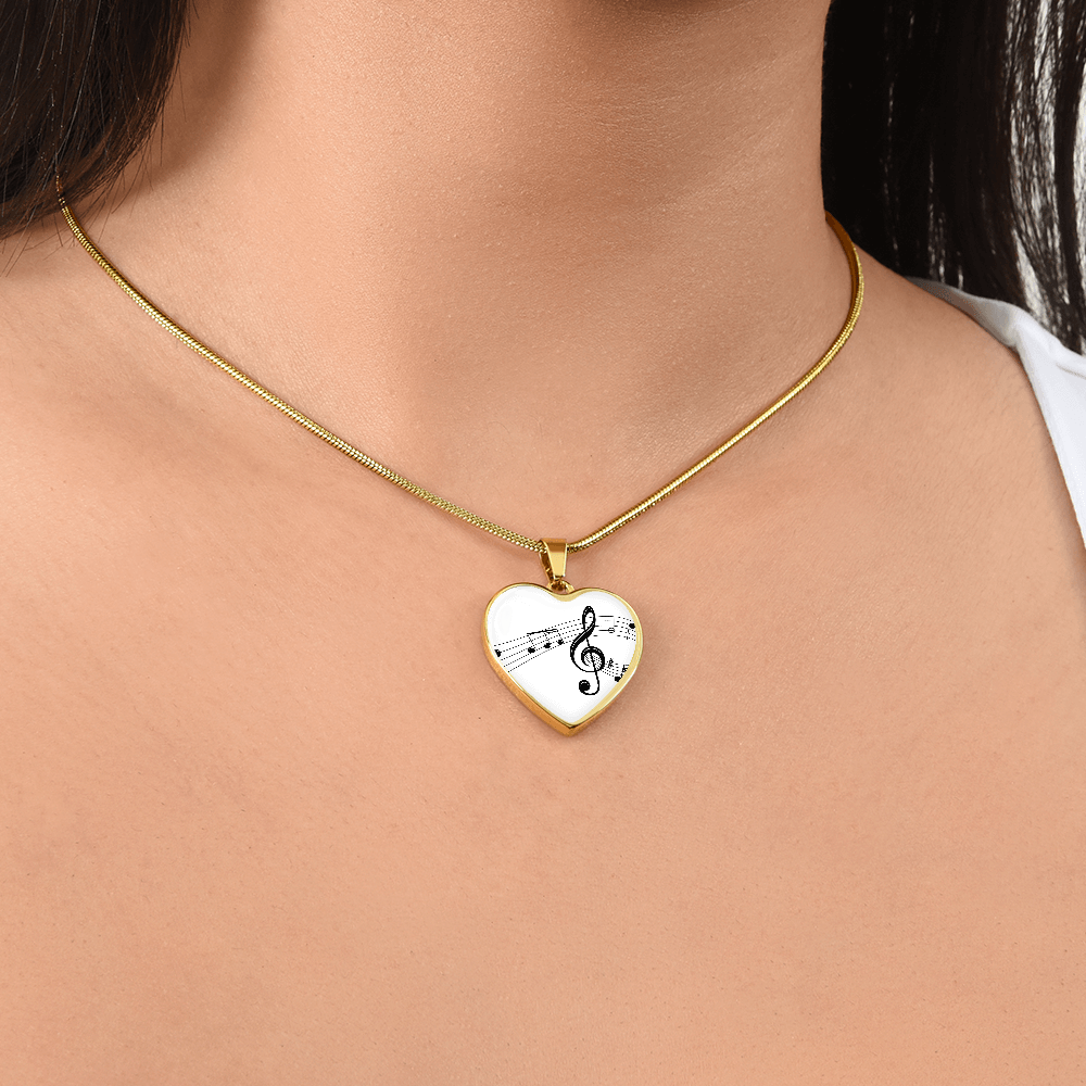 The Music Notes Pendant - Personalizable With Engraving Option - White