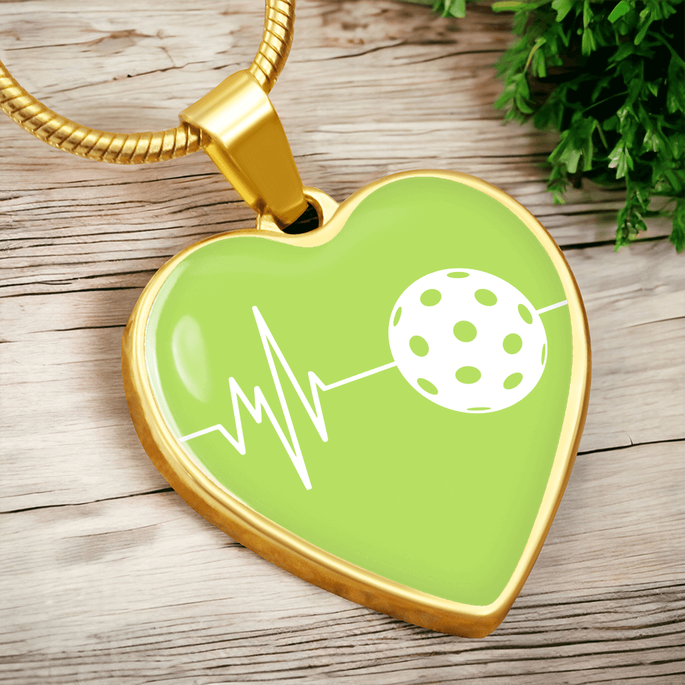 The Pickleball Heartbeat Pendant - Personalizable With Engraving Option - Green