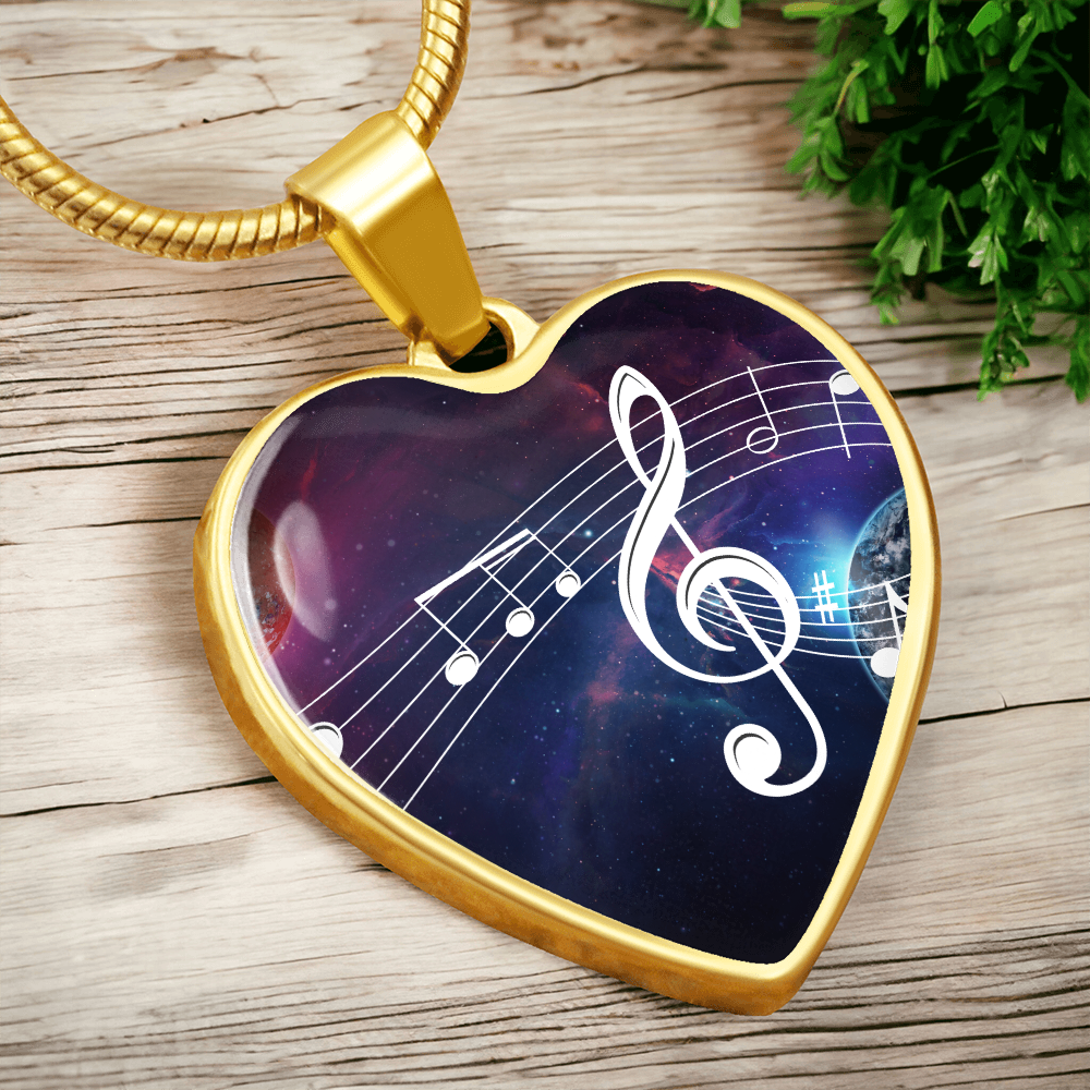 The Music Notes Pendant - Personalizable With Engraving Option - Celestial Night Sky