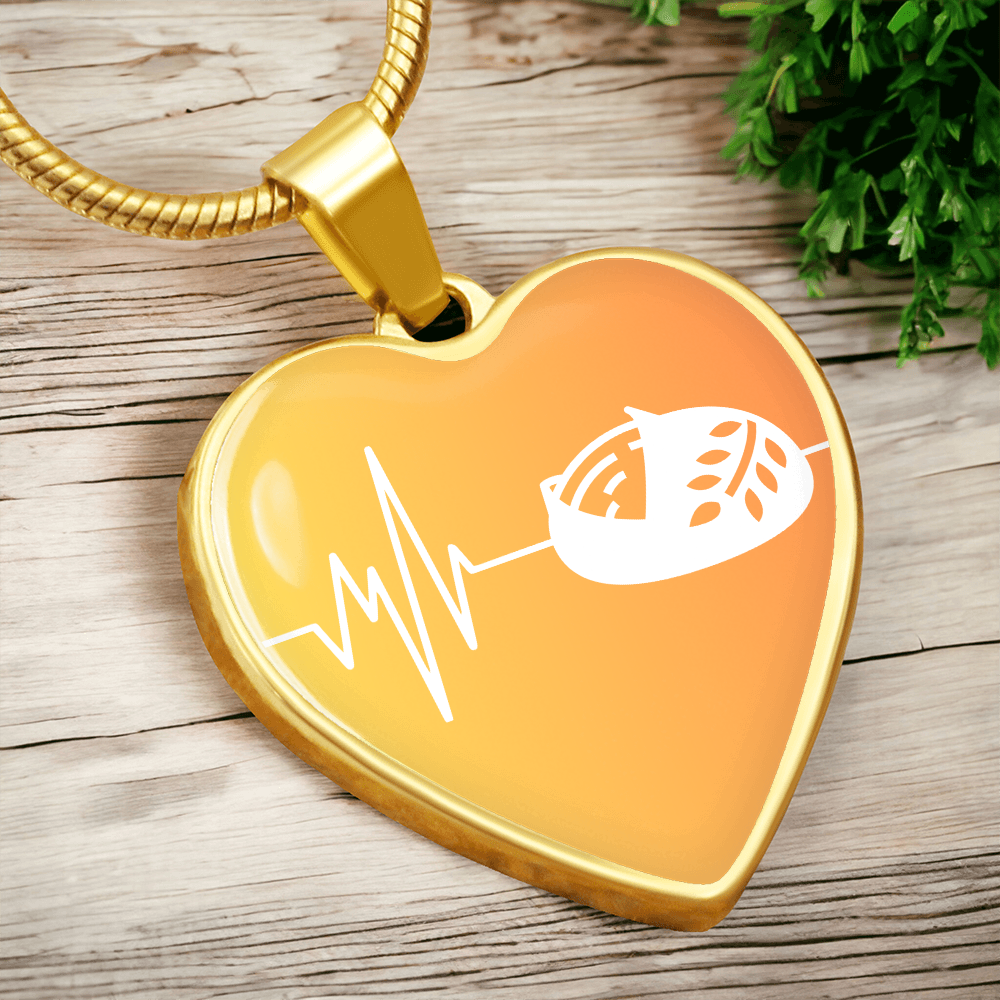 The Sourdough Heartbeat Pendant - Personalizable With Engraving Option - Yellow Orange Fade