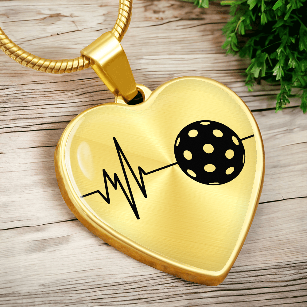 The Pickleball Heartbeat Pendant - Personalizable With Engraving Option - Silver or Gold