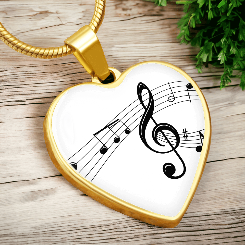 The Music Notes Pendant - Personalizable With Engraving Option - White
