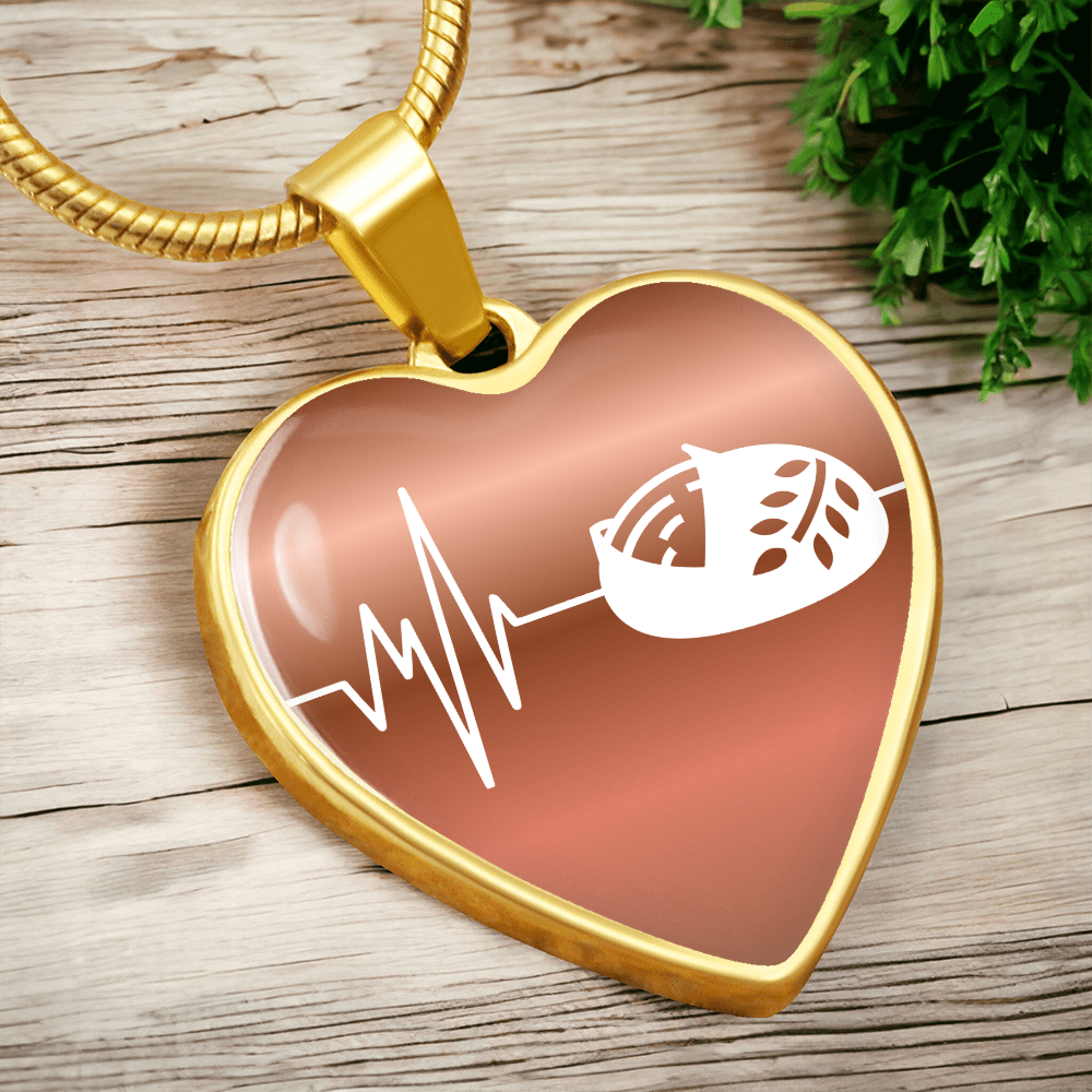 The Sourdough Heartbeat Pendant - Personalizable With Engraving Option - Dusty Gold Fade