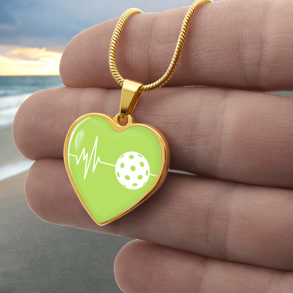 The Pickleball Heartbeat Pendant - Personalizable With Engraving Option - Green