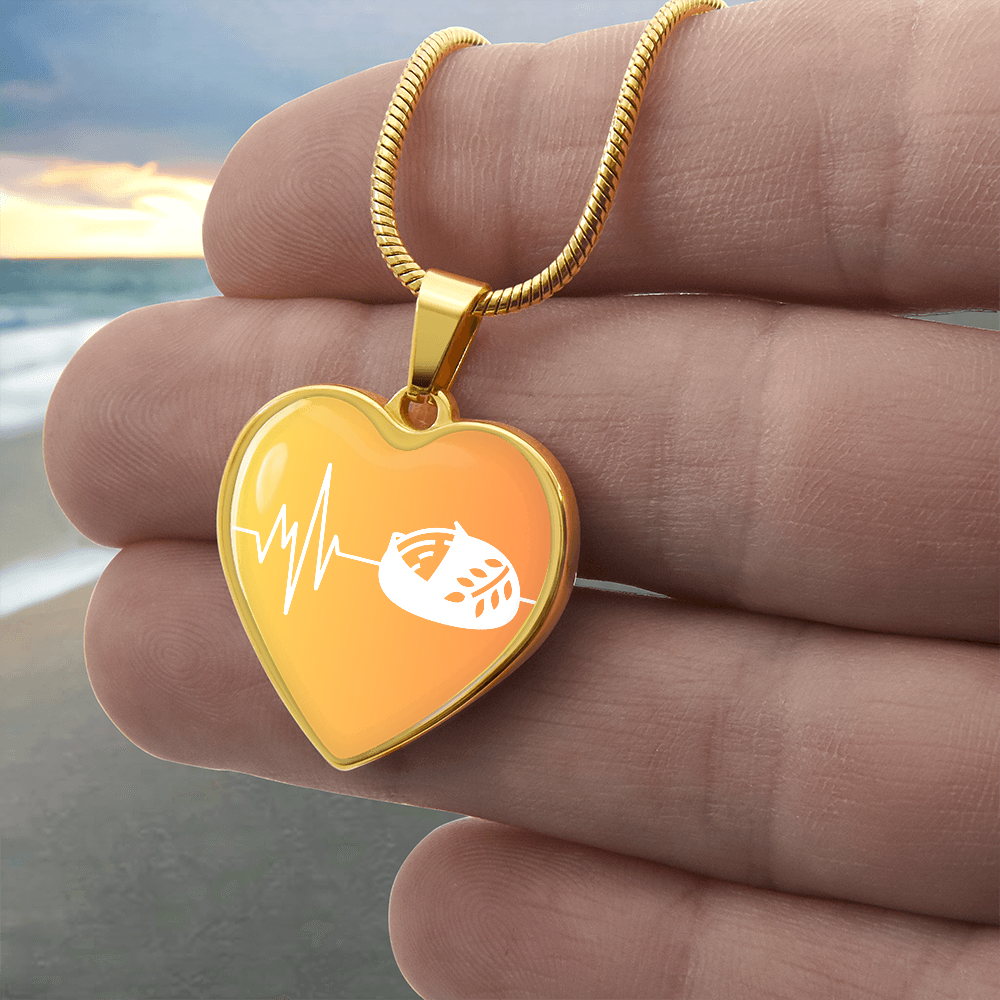The Sourdough Heartbeat Pendant - Personalizable With Engraving Option - Yellow Orange Fade