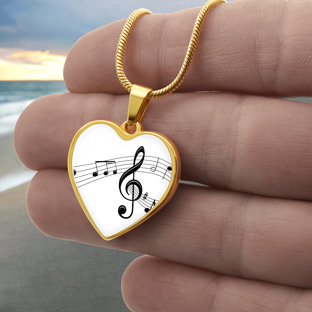 The Music Notes Pendant - Personalizable With Engraving Option - White