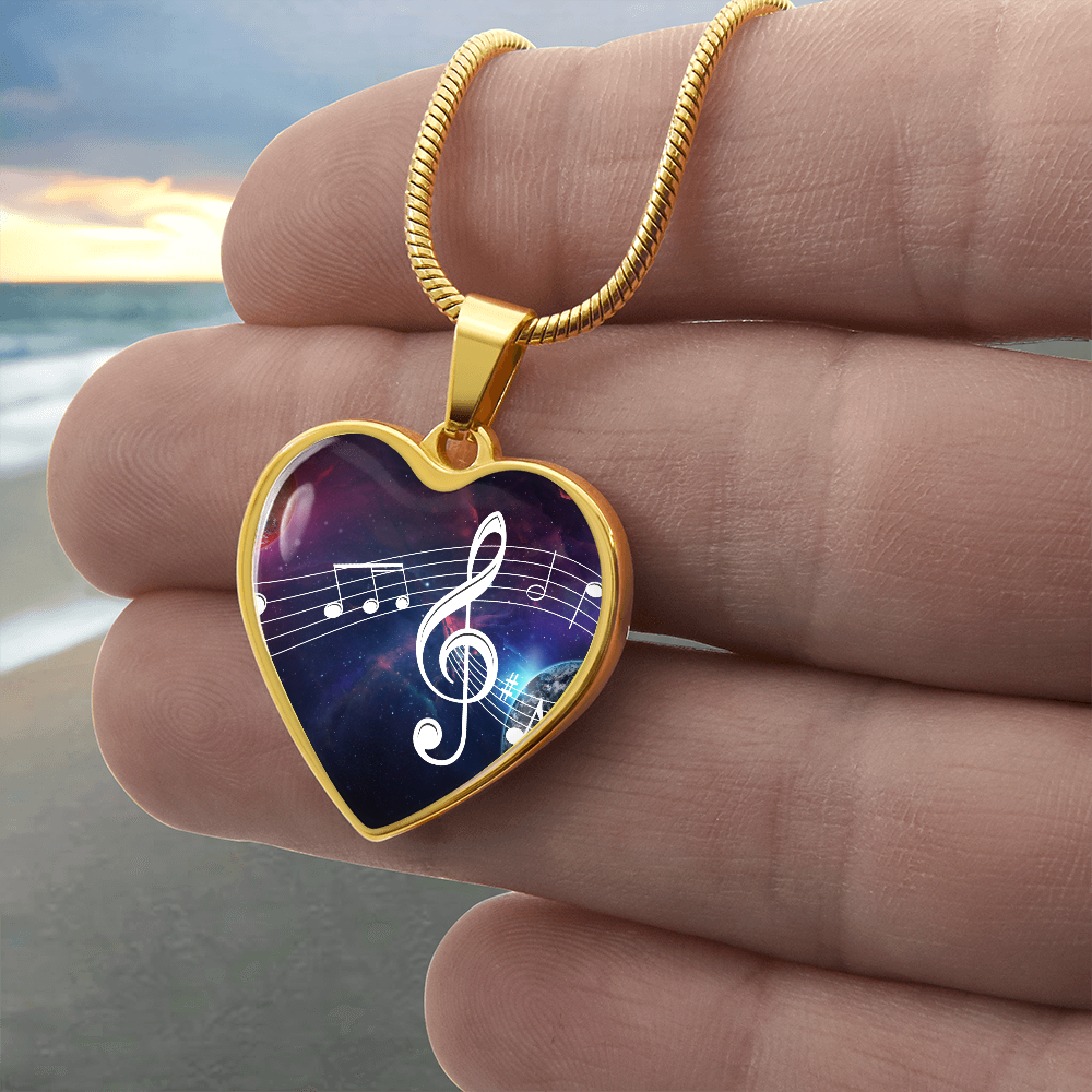 The Music Notes Pendant - Personalizable With Engraving Option - Celestial Night Sky