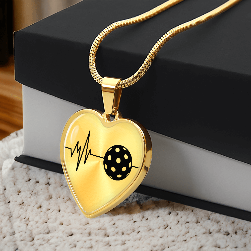 The Pickleball Heartbeat Pendant - Personalizable With Engraving Option - Silver or Gold